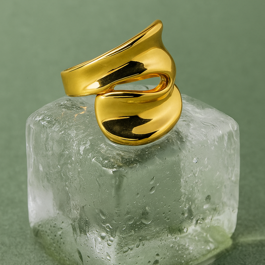 Harmonie - Bague épaisse en acier inoxydable doré