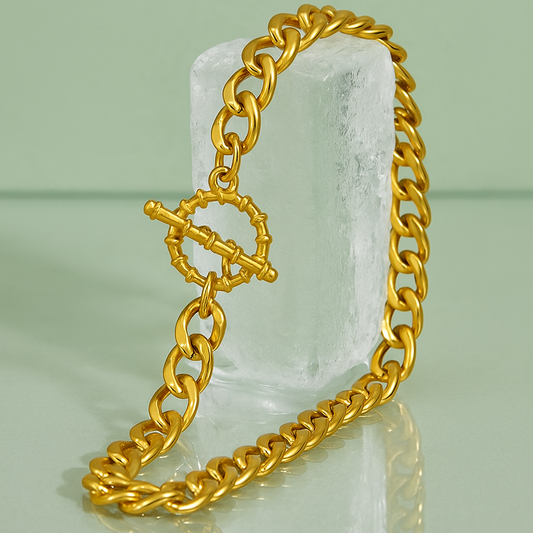 Nœud d’Or – Bracelet de mailles dorées épaisses