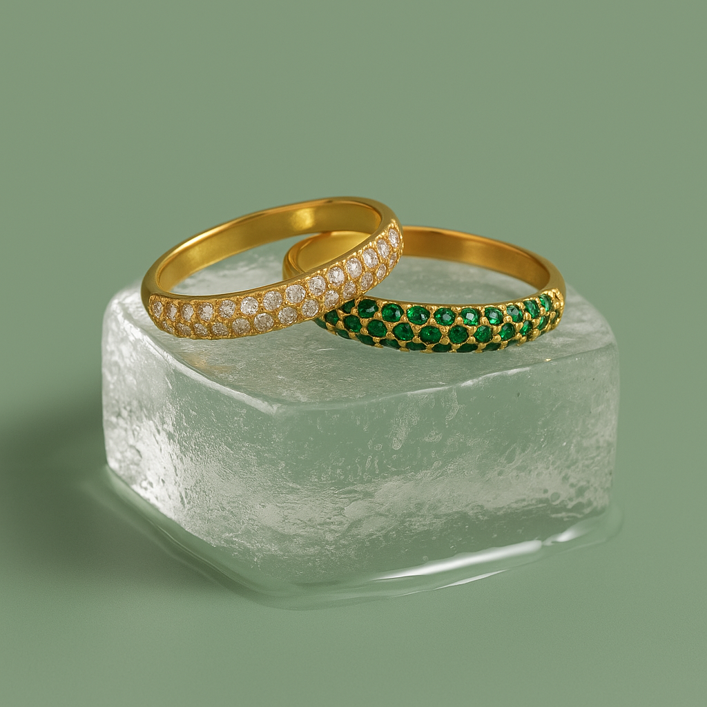 Cristaux Sablés - Bague en Zircon et acier inoxydable