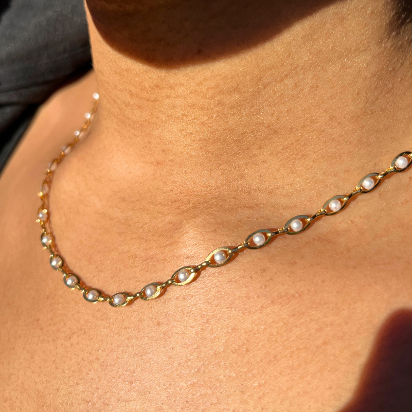 Enaé - Collier perles blanches