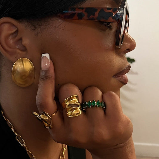 Harmonie - Bague épaisse en acier inoxydable doré