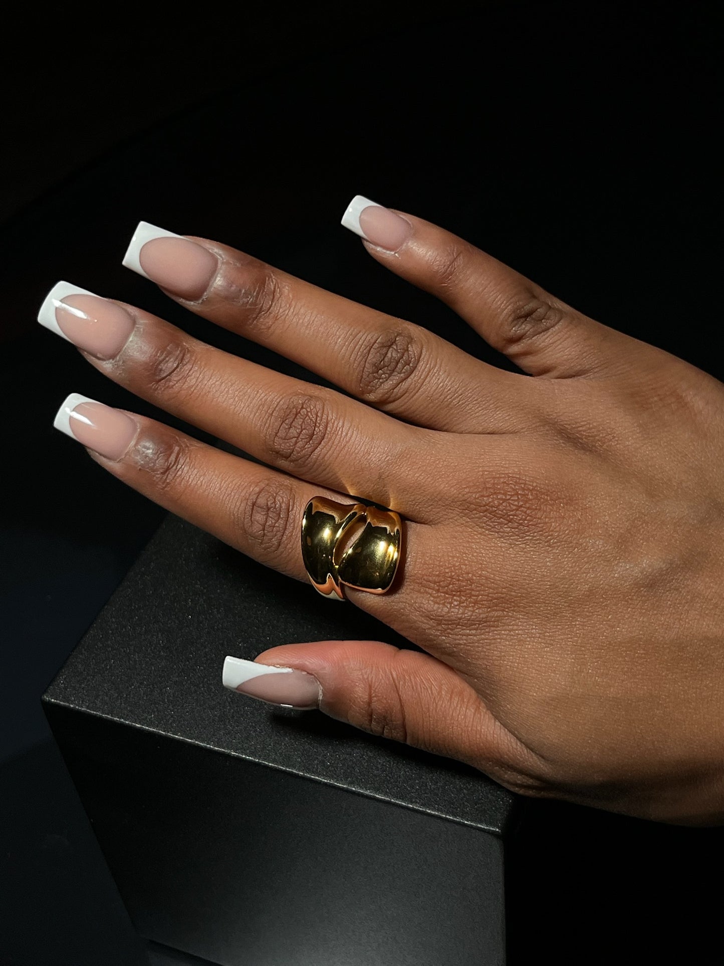 Harmonie - Bague épaisse en acier inoxydable doré