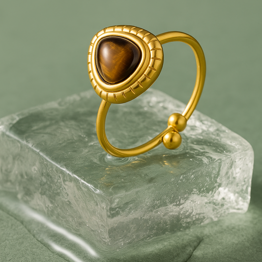 Tigra - Bague avec pierre œil-de-tigre