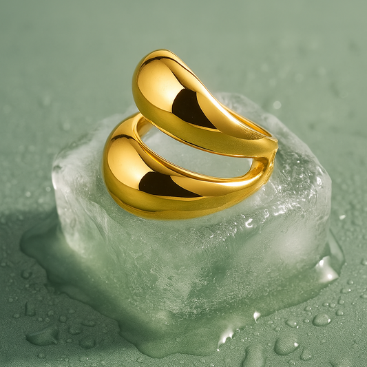 Étreinte Dorée - Bague dorée en acier inoxydable