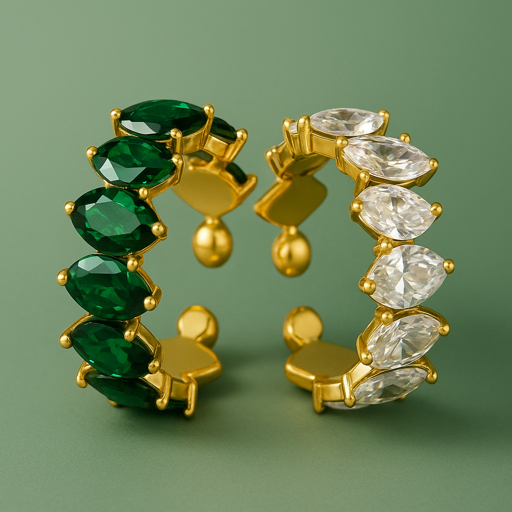 Éclat de Cristaux - Bague en zircon vert de haute qualité