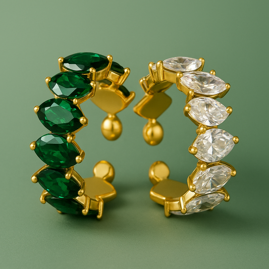 Éclat de Cristaux - Bague en zircon vert de haute qualité