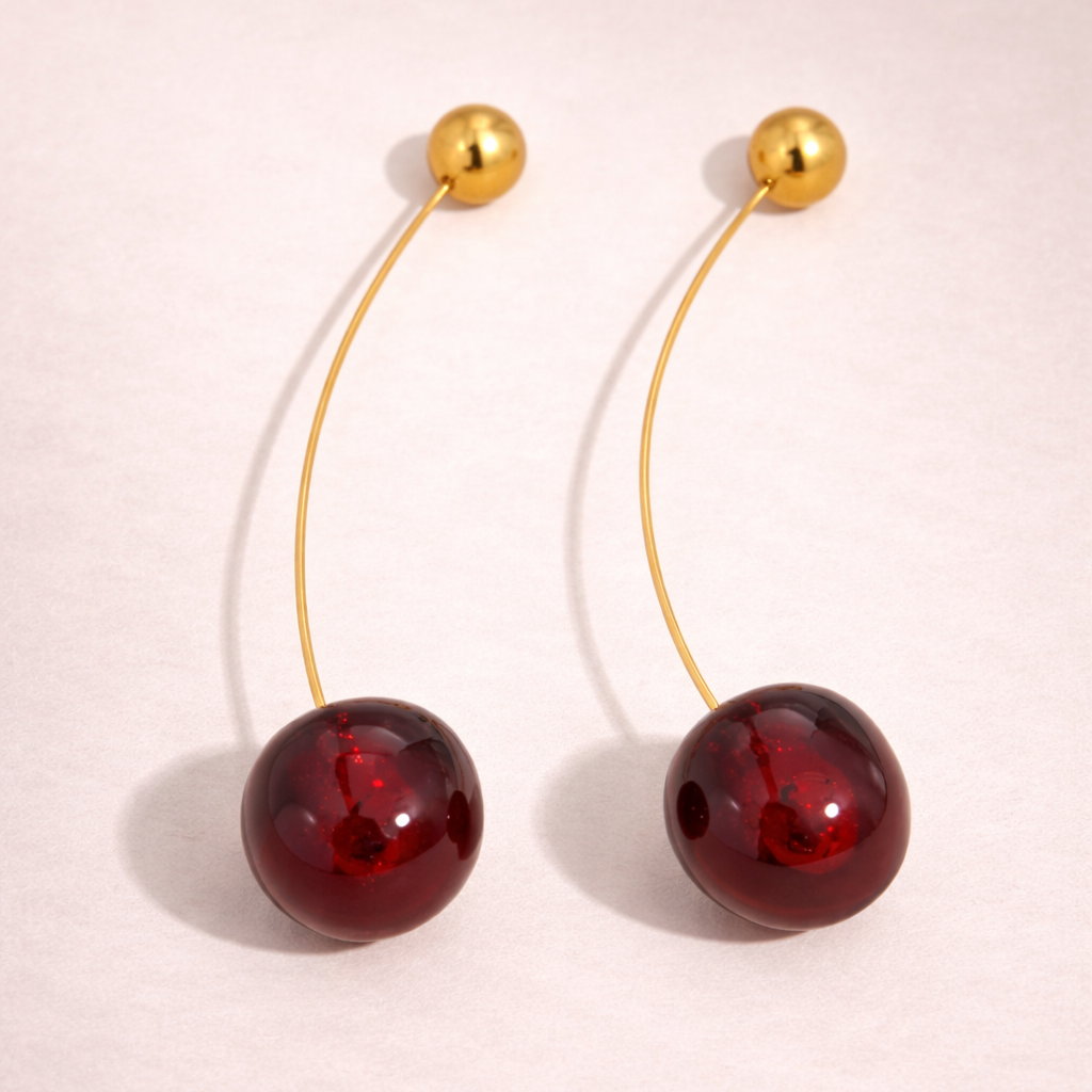Cerise Élancée – Boucles d’oreilles